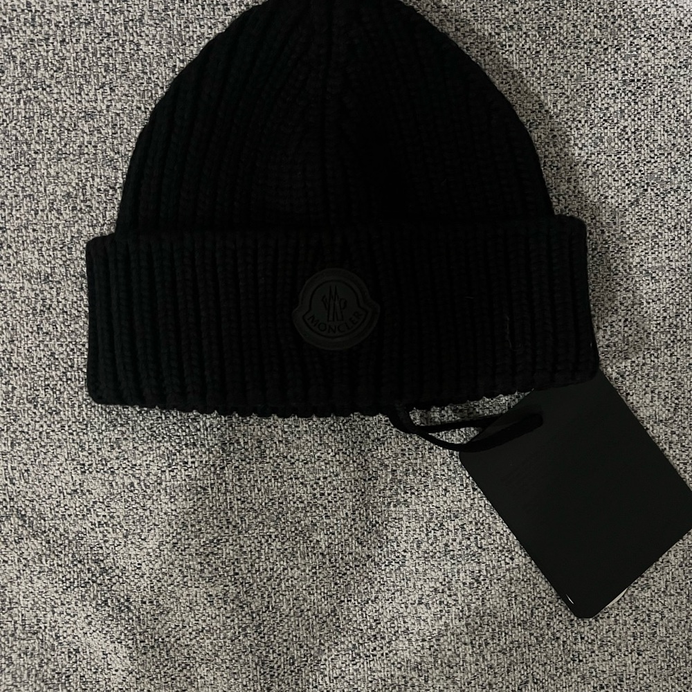 Moncler unisex black on black beanie